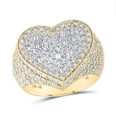 10K Yellow Gold Diamond Heart Ring 2-3/4 CTTW
