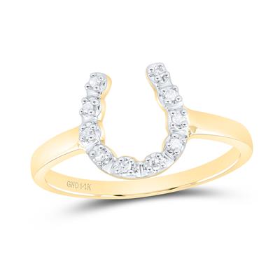 14K Yellow Gold Diamond Lucky Horseshoe Ring 1/20 Cttw
