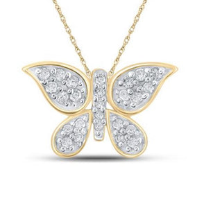 10K Yellow Gold Diamond Butterfly Pendant 1/6 Cttw Style Code Pl210200 Rose Charms & Pendants