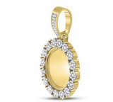 10K Yellow Gold Round Diamond Circle Cluster Picture Memory Pendant 2 Cttw Style Code Pww2922