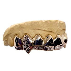 Two-Tone Diamond Cut Tips Grillz Top Or Bottom