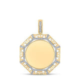 10K Yellow Gold Round Diamond Picture Memory Octagon Charm Pendant 1/4 Cttw Style Code Pf13700