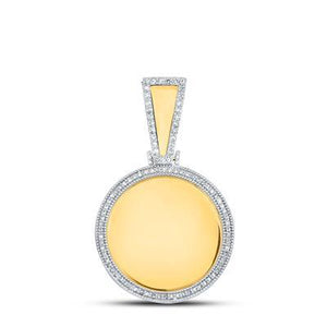 10K Yellow Gold Round Diamond Picture Memory Circle Charm Pendant 3/8 Cttw Style Code Pm8566Nk
