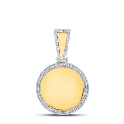 10K Yellow Gold Round Diamond Picture Memory Circle Charm Pendant 3/8 Cttw Style Code Pm8566Nk
