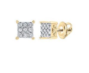 10K White Gold Round Diamond Square Cluster Earrings 1/6 Cttw Style Code Eww2101/w Yellow