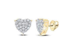 10K White Gold Round Diamond Heart Earrings 1 Cttw Style Code Eww2114/w Yellow