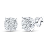 10K White Gold Round Diamond Cluster Earrings 1/4 Cttw Style Code Eww2106/w White