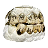 Deep Cut Grillz With Leaf Cuts And Diamond Dust Top & Bottom Set