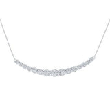 14K White Gold Diamond Graduated Curve Bar Necklace 7/8 Ctw