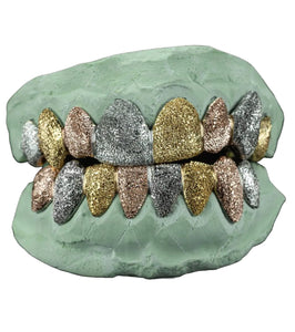 Tri Color Diamond Dust Grillz Top Or Bottom