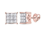 10K White Gold Round Diamond Square Cluster Earrings 1/6 Cttw Style Code Eww2101/w Rose