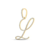 10K Gold Round Diamond L Initial Letter Pendant 1/2 Cttw Style Code Po9806-L Yellow