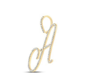 10K Gold Round Diamond A Initial Letter Pendant 1/2 Cttw Style Code Po9795-A Yellow /