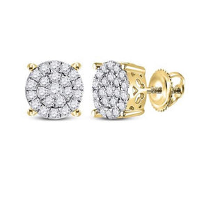 10K White Gold Round Diamond Circle Cluster Earrings 1/2 Cttw Style Code Eww2117/w White