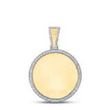 10K Yellow Gold Round Diamond Circle Picture Memory Pendant 5/8 Cttw Style Code Pm8396