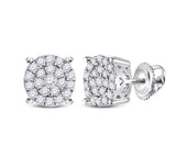 10K White Gold Round Diamond Circle Cluster Earrings 1/2 Cttw Style Code Eww2117/w White