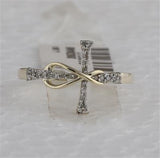 10K Gold Round Diamond Cross Ring 1/10 Cttw