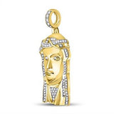 10K Yellow Gold Round Diamond Jesus Face Pendant 1/4Cttw