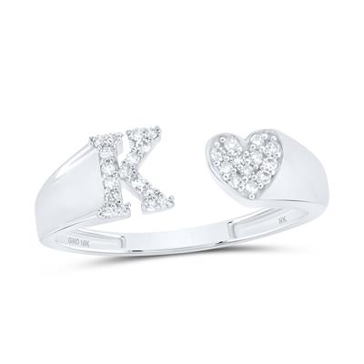 1/8Ctw-Dia Initial K Ladies Heart Ring White