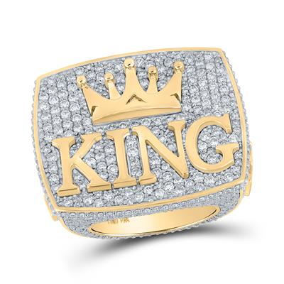 14K Yellow Gold Diamond King Crown Ring 10-1/2 Cttw