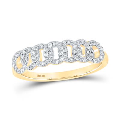10K Yellow Gold Diamond Ladies Cuban Ring 1/3 Cttw