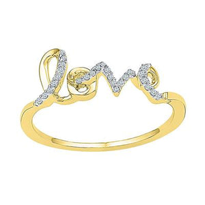 10K White Gold Diamond Love Band Ring 1/12 Cttw