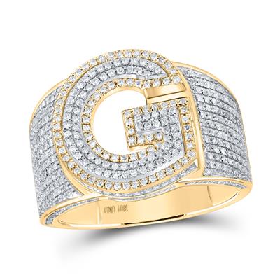 10K Two-Tone Gold Round Diamond G Initial Letter Ring 1 Cttw