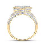 10K Two-Tone Gold Round Diamond T Initial Letter Ring 1-1/5 Cttw