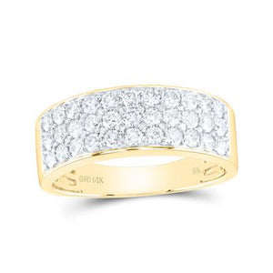 14K Yellow Gold Round Diamond Pave Band Ring 1-3/8 Cttw