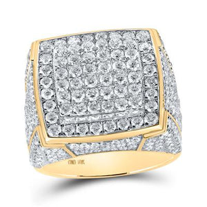 10K Or 14K Yellow Gold Round Diamond Square Ring 4-7/8 Cttw