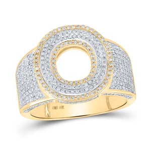 10K Two-Tone Gold Round Diamond O Initial Letter Ring 1 Cttw