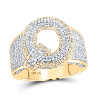 10K Two-Tone Gold Round Diamond Q Initial Letter Ring 1 Cttw