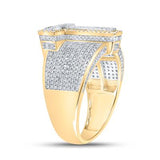 10K Two-Tone Gold Round Diamond T Initial Letter Ring 1-1/5 Cttw