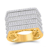 10K Yellow Gold Baguette Diamond Flat Top Mens Ring 3 Cttw