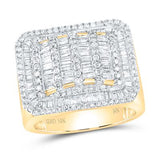 10K Yellow Gold Baguette Diamond Flat Top Mens Ring 3 Cttw