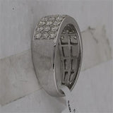 14k White Gold Diamond Pave Men's Band Ring 1-3/8 CTTW