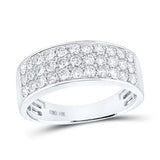 14k White Gold Diamond Pave Men's Band Ring 1-3/8 CTTW