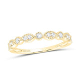 10K Gold Round Diamond Marquise Dot Stackable Band Ring 1/6 Cttw