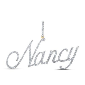 10K Yellow Gold Round Diamond Nancy Name Pendant 7/8 Cttw