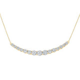 14K White Gold Diamond Graduated Curve Bar Necklace 7/8 Ctw (18 Inches) Yellow