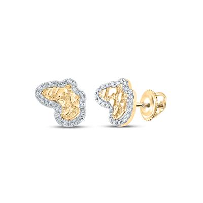 10K Yellow Gold Round Diamond Nugget Earrings 1/10 Cttw