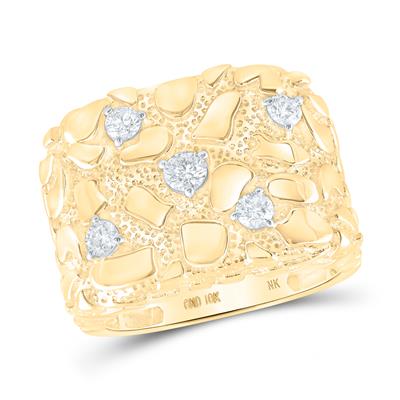 10K Yellow Gold Round Diamond Nugget Ring 5/8 Cttw