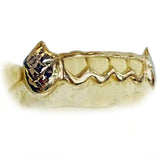 Open Face Grillz with White Diamond Cut Extended Fangs Top or Bottom