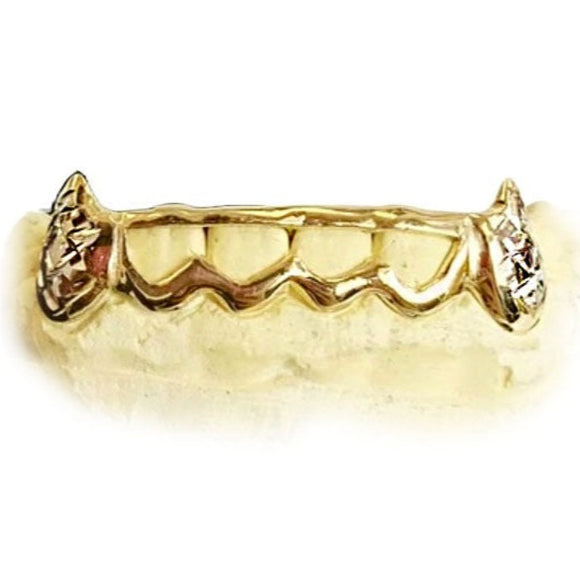 Open Face Grillz with White Diamond Cut Extended Fangs Top or Bottom