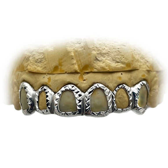Open Face Grillz with Diamond Cuts Top or Bottom 6pc