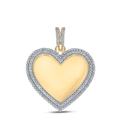 10K Yellow Gold Diamond Heart Picture Pendant 2 Cttw