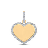 10K Gold Round Diamond Heart Memory Charm Pendant 1/10 Cttw