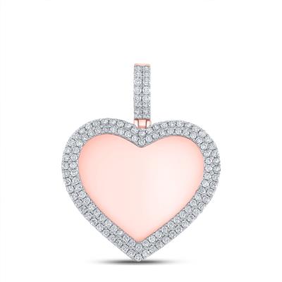 10K Gold Round Diamond Heart Charm Pendant 2 Cttw