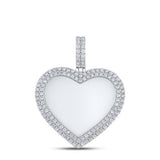 10K Gold Round Diamond Heart Charm Pendant 2 Cttw