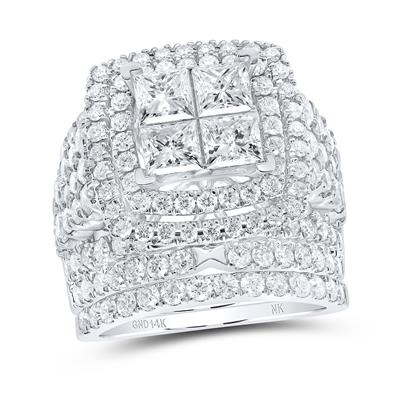 14K Gold Princess Diamond Bridal Wedding Ring Set 5 Cttw White